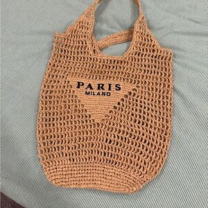 Tan Woven Tote Bag